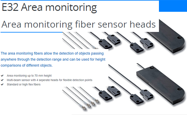 Các models của dòng cảm biến rèm (lưới) ánh sáng E32 Area monitoring của Omron | E32 Area monitoring Series Area monitoring fiber sensor heads