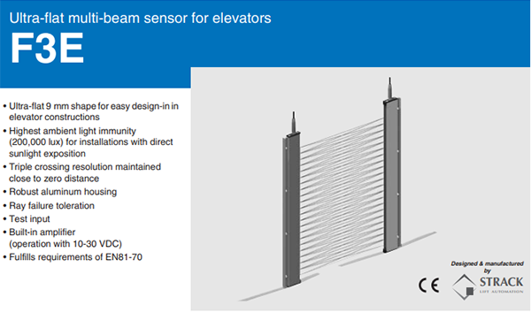 Các models của dòng cảm biến rèm (lưới) ánh sáng F3E của Omron | F3E Series Ultra-flat multi-beam sensor for elevators in thin aluminium housing