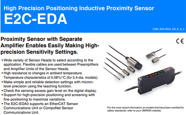 Các models thuộc dòng Cảm biến tiệm cận cảm ứng E2C-EDA của Omron | E2C-EDA Series High precision positioning inductive proximity sensors with separate amplifier