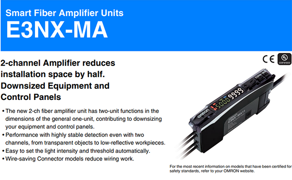 Các models thuộc dòng Khuếch đại sợi quang E3NX-MA của Omron | E3NX-MA Series Smart Fiber Amplifier Units