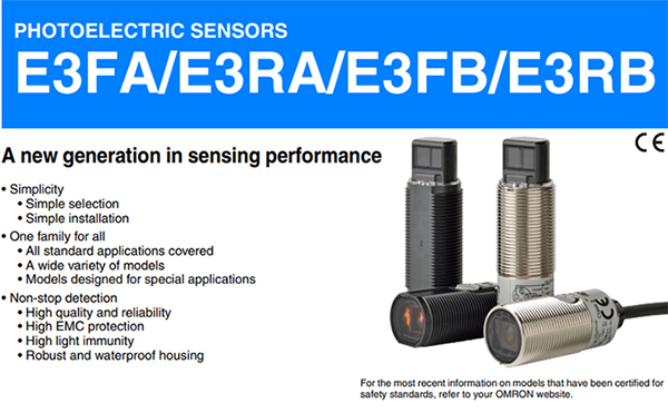 Các models thuộc dòng cảm biến quang điện E3FA-.../ E3FB-... của Omron | E3FA-.../ E3FB-... Series High performance photoelectric sensor in compact M18 housing