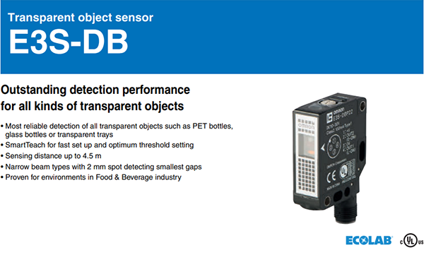 Các models thuộc dòng cảm biến quang điện E3S-DB của Omron | E3S-DB Series Transparent object photoelectric sensors