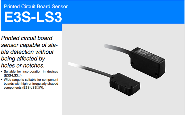 Các models thuộc dòng cảm biến quang điện E3S-LS3 của Omron | E3S-LS3 Printed circuit board photoelectric sensor