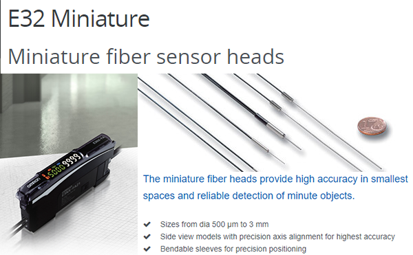 Các models thuộc dòng cảm biến sợi quang E32 Miniature của Omron | E32 Miniature Series Miniature fiber sensor heads