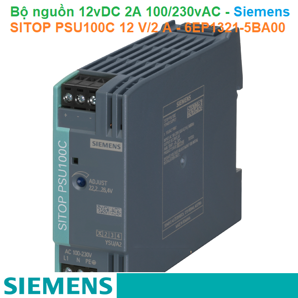 Bộ nguồn 12vDC 2A 1AC 100/230V (DC 110/300V) - Siemens - SITOP PSU100C 12 V/2 A - 6EP1321-5BA00