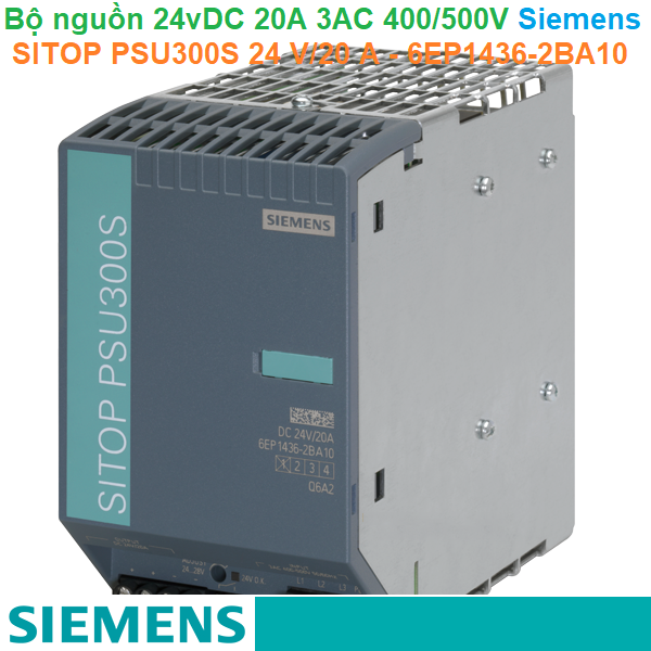 Bộ nguồn 24vDC 20A 3AC 400/500V - Siemens - SITOP PSU300S 24 V/20 A - 6EP1436-2BA10