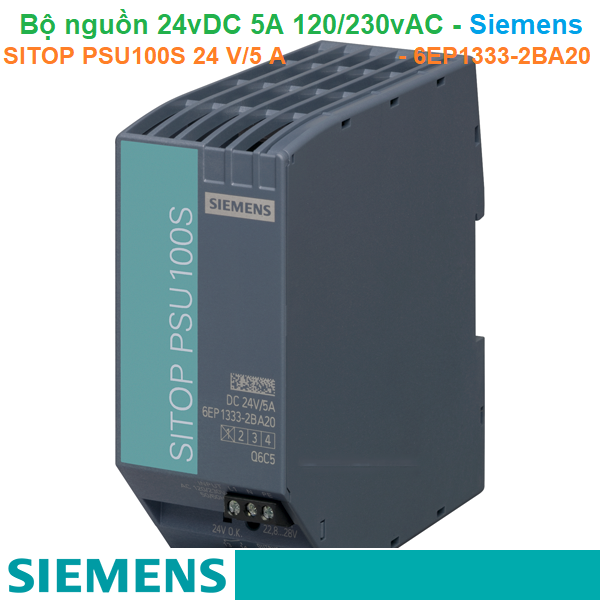 Bộ nguồn 24vDC 5A 1AC 120/230V - Siemens - SITOP PSU100S 24 V/5 A - 6EP1333-2BA20