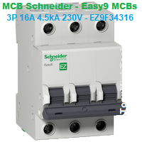 CB tép MCB - Schneider - Easy9 MCBs - 3P 16A 4.5kA 400V - EZ9F34316