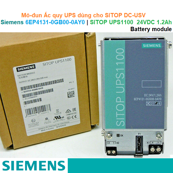 Siemens 6EP4131-0GB00-0AY0 | SITOP UPS1100 24VDC 1.2Ah Battery module -Mô-đun Ắc quy UPS dùng cho SITOP DC-USV