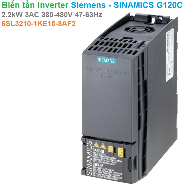 Biến tần Inverter Siemens - SINAMICS G120C 2.2kW 3AC 380-480V 47-63Hz - 6SL3210-1KE15-8AF2