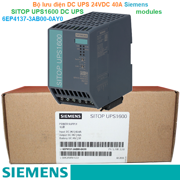 Bộ lưu điện DC UPS 24VDC 40A - Siemens - SITOP UPS1600 DC UPS modules 6EP4137-3AB00-0AY0