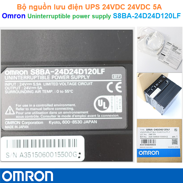 Bộ nguồn lưu điện UPS 24VDC 24VDC 5A - Omron - Uninterruptible power supply S8BA-24D24D120LF