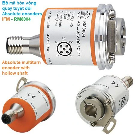 Bộ mã hóa tuyệt đối IFM RM8004 | Multiturn Shaft-dia12mm 4096rev 24bit CAN M12-Conn