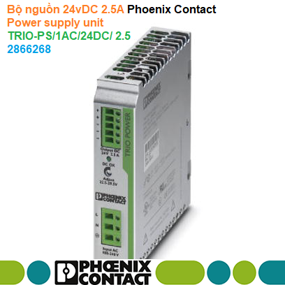 Bộ nguồn 24vDC-2.5A Phoenix Contact Power supply unit - TRIO-PS/1AC/24DC/ 2.5 - 2866268