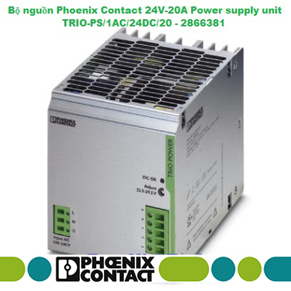 Bộ nguồn 24vDC-20A Phoenix Contact Power supply unit - TRIO-PS/1AC/24DC/20 - 2866381