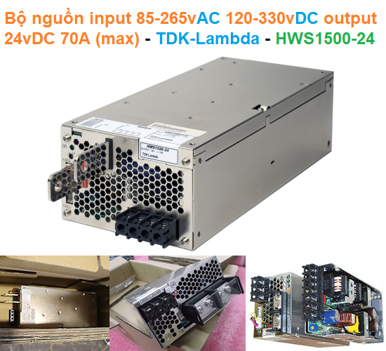 Bộ nguồn input 85-265vAC 120-330vDC output 24vDC 70A (max) - TDK-Lambda - HWS1500-24