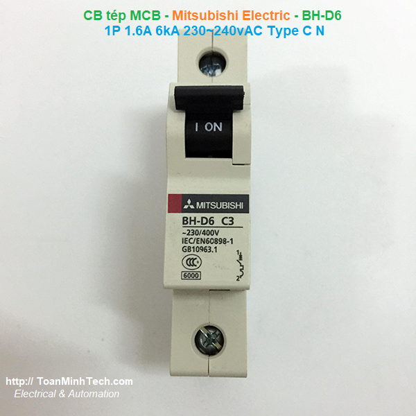CB tép MCB - Mitsubishi Electric - BH-D6 1P 1.6A 6kA 230~240vAC Type C N