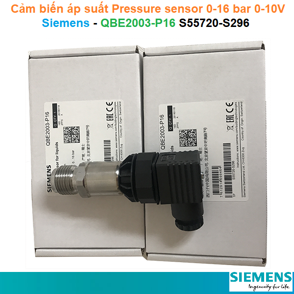 Cảm biến áp suất Pressure sensor 0-16 bar 0-10V - Siemens - QBE2003-P16 S55720-S296