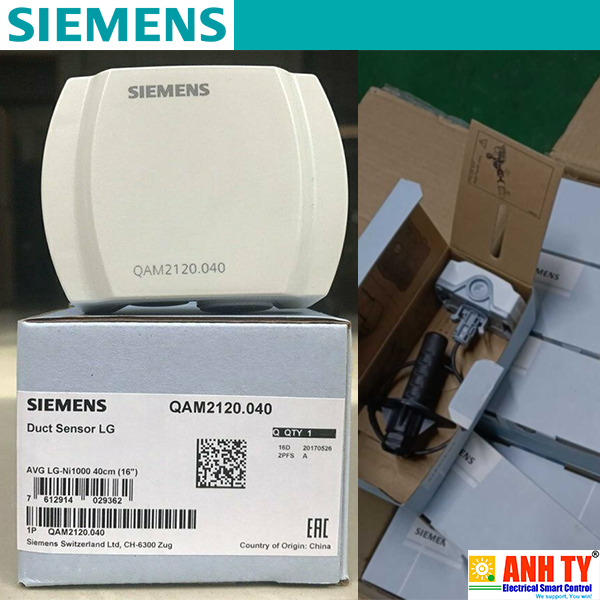 Siemens QAM2120.040 | Duct temperature sensor -Cảm biến nhiệt độ ống dẫn 400mm LG-Ni1000