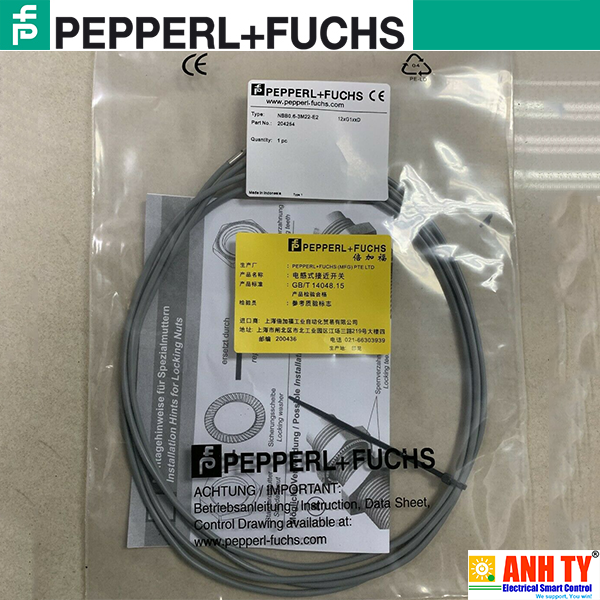 Pepperl Fuchs NBB0,6-3M22-E2 | Inductive sensor -Cảm biến tiệm cận cảm ứng 0.6mm NO PNP 3-Wire Cáp PVC 2m Trụ thép ∅3mm Vặn 10-30VDC 0-1400Hz