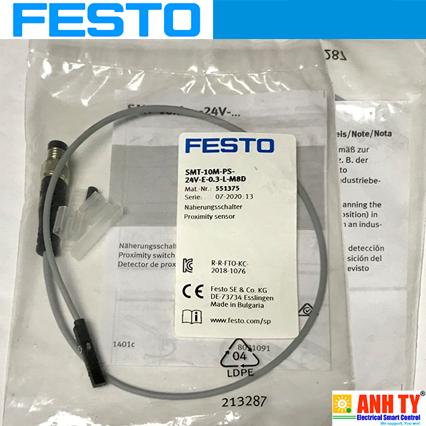 Cảm tiến tiệm cận từ Festo SMT-10M-PS-24V-E-0,3-L-M8D | 551375