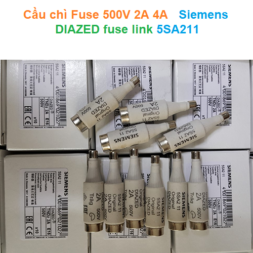 Cầu chì Fuse 500V 2A - Siemens - DIAZED fuse link 5SA211