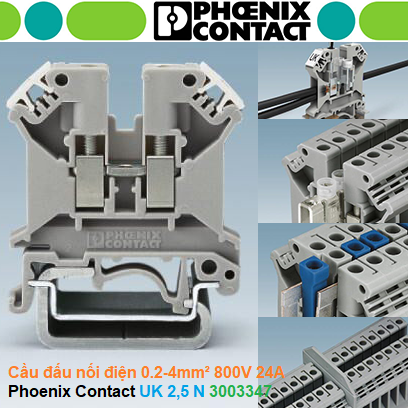 Cầu đấu nối điện 0.2 mm² - 4 mm² 800V 24A - Phoenix Contact - UK 2,5 N 3003347