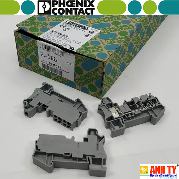 Cầu nối điện Phoenix Contact STU 10/ 4X2,5 - 3033139 | 800V 55A Screw-10mm2 Spring-2.5mm2 Potential-collective Xám