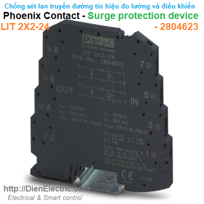 Chống sét lan truyền đường tín hiệu đo lường và điều khiển - Phoenix Contact - Surge protection device - TT-2/2-M-24DC - 2920722