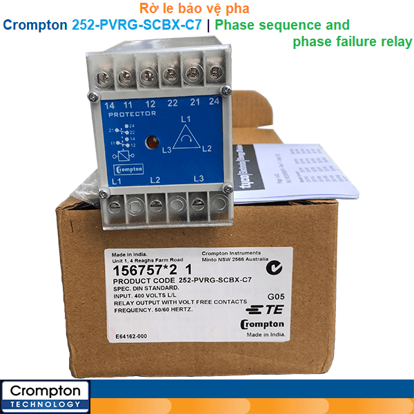 Crompton 252-PVRG-SCBX-C7 | Phase sequence and phase failure relay -Rờ le bảo vệ pha 