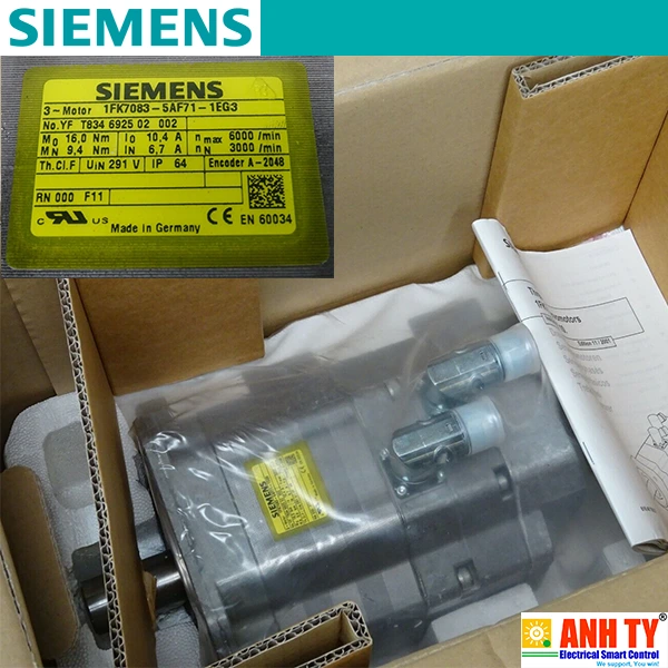 Động cơ servo 18Nm 100K 3000rpm 3.77kW Siemens 1FK7100-5AF71-1EG3