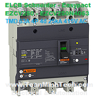 CB Bảo vệ quá tải, ngắn mạch, chống dòng rò ELCB Schneider - Easypact EZCV250 - EZCV250N4063 - TMD 63A 4P 4d 25kA 415V AC