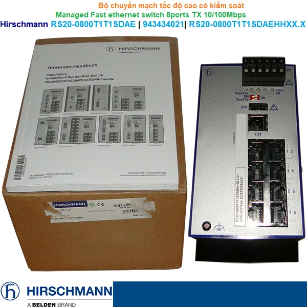 Hirschmann RS20-0800T1T1SDAE | 943434021 | Managed Fast ethernet switch 8ports TX 10/100Mbps