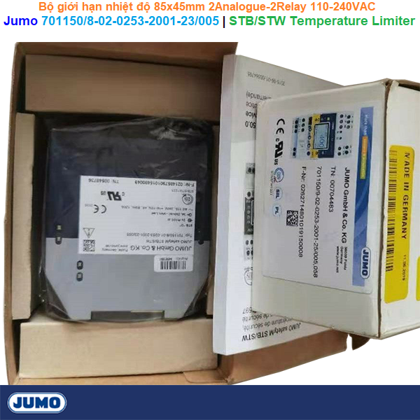 Jumo 701150/8-02-0253-2001-23/005 | STB/STW Temperature Limiter -Bộ giới hạn nhiệt độ 85x45mm 2Analogue-2Relay 110-240VAC
