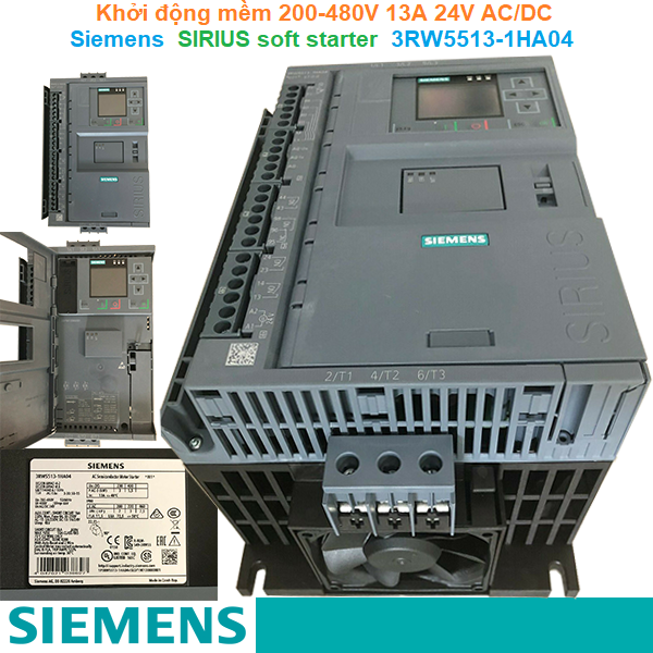 Khởi động mềm 200-480V 13A 24V AC/DC - Siemens - SIRIUS soft starter 3RW5513-1HA04