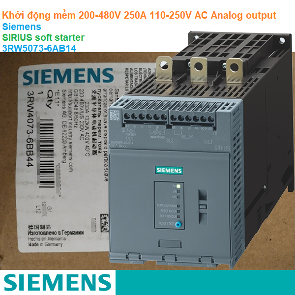 Khởi động mềm 200-480V 250A 110-250V AC Analog output - Siemens - SIRIUS soft starter 3RW5073-6AB14