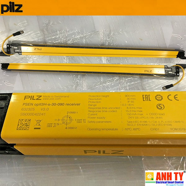 Lưới sáng an toàn Type3 R30mm H900 0.2-18m Pilz PSEN opII3H-s-30-090 | 632025