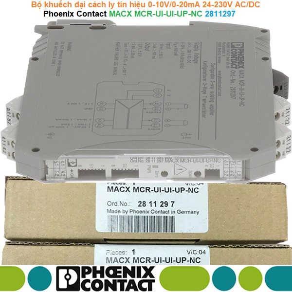 Phoenix Contact MACX MCR-UI-UI-UP-NC - 2811297 Signal conditioner - Bộ khuếch đại cách ly tín hiệu 0-10V/0-20mA 24-230V AC/DC