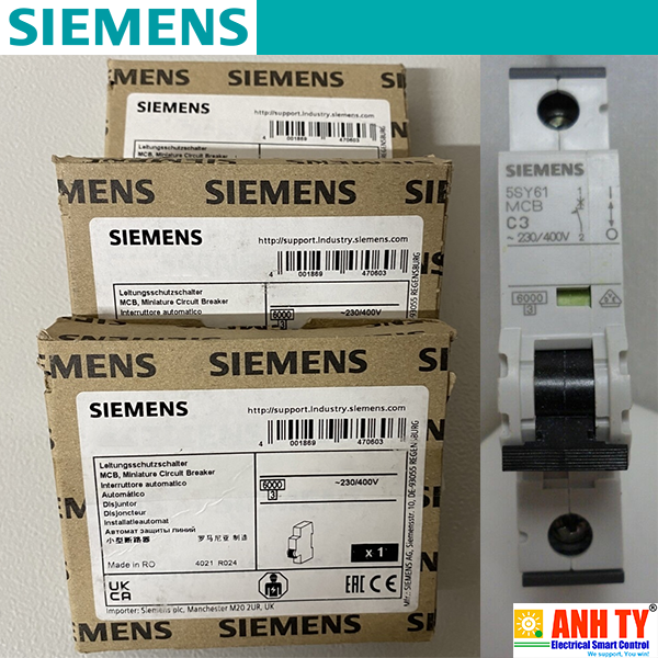 MCB 230/400V 1P 3A 6kA C Siemens 5SL6103-7