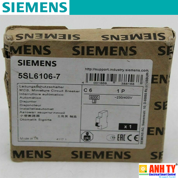 MCB 230/400V 1P 6A 6kA C Siemens 5SL6106-7