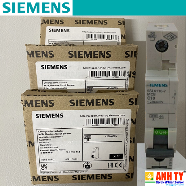 MCB 230/400V 1P 10A 6kA C Siemens 5SL6110-7