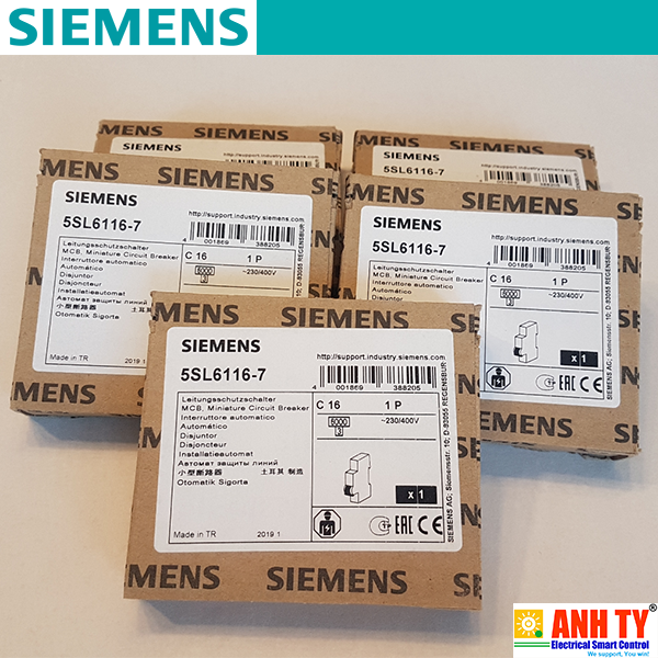 MCB 230/400V 1P 16A 6kA C Siemens 5SL6116-7