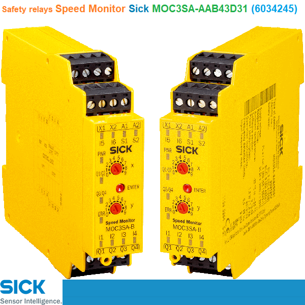 Sick MOC3SA-AAB43D31 (6034245) Safety relays Speed Monitor - Rờ le an toàn 24VDC 0.1Hz ... 9.9Hz