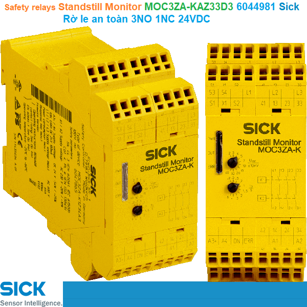 Sick MOC3ZA-KAZ33D3 (6044981) Safety relays Standstill Monitor Rờ le an toàn 3NO 1NC 24VDC
