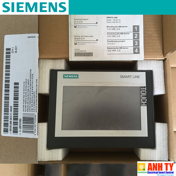 Siemens 6AV6648-0CE11-3AX0 | SIMATIC HMI SMART 1000 IE V3 -Màn hình điều khiển thông minh Cảm ứng Rộng 10" TFT 65536clrs RS422/485 RJ45 USB type A RTC CE WinCC flexible SMART