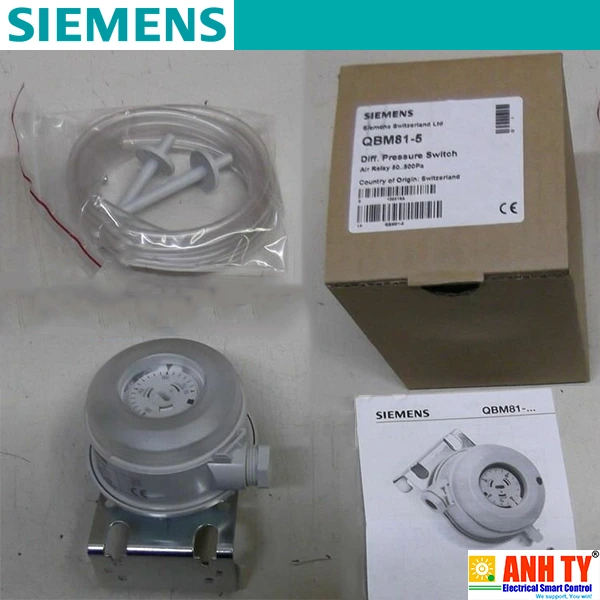 Màn hình hiển thị chênh áp Siemens QBM81-5 | 50-500Pa 2 đầu nối và ống PVC 2m