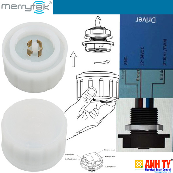 Merrytek MC079D RC Z | High-Bay motion sensor -Cảm biến chuyển động điều khiển đèn cho Kho-Xưởng cao 15m chuẩn US Zhaga Book 18