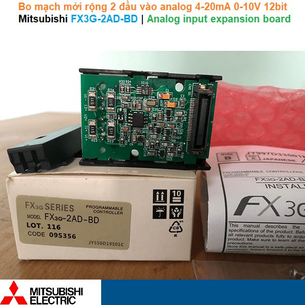 Mitsubishi FX3G-2AD-BD | JY997D33501 | Analog input expansion board -Bo mạch mởi rộng 2 đầu vào analog 4-20mA 0-10V 12b