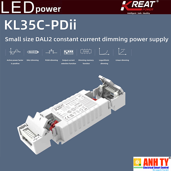Nguồn LED driver 220-240VAC 850mA 3-40V 2.55-34W DALI KREAT KL35C-PDii