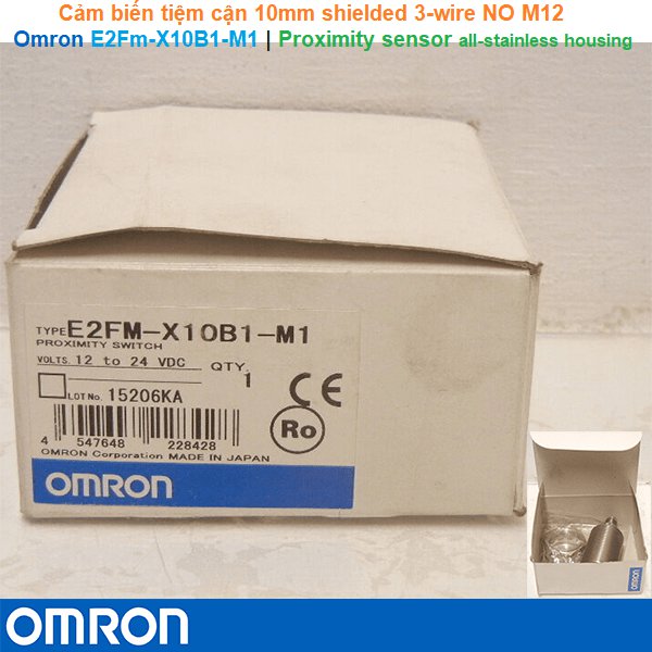 Omron E2Fm-X10B1-M1 | Proximity Sensor with all-stainless housing -Cảm biến tiệm cận 10mm shielded 3-wire NO M12